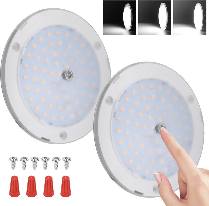 RVZONE RV Lights Interior, 5 Inch RV LED Ceiling Puck Light Dimmable 12 Volt LED Lights, 12V RV Puck Lights 4.5W Transparent Frosted RV Ceiling Dome Light for Camper Van Trailer Boat - Image 1